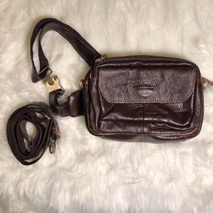Leather belt bag with crossbody strap